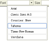 The Font menu in FCKeditor