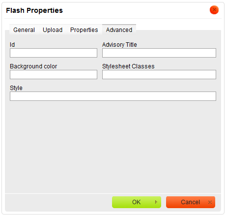 Advanced tab of the Flash Properties window