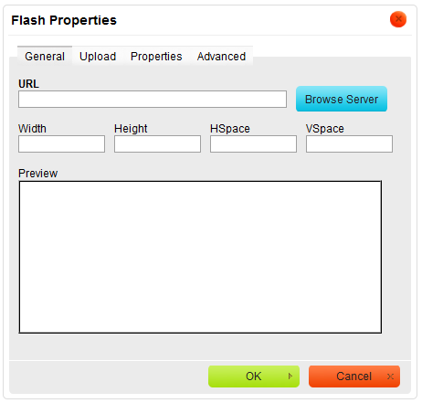 General tab of the Flash Properties window